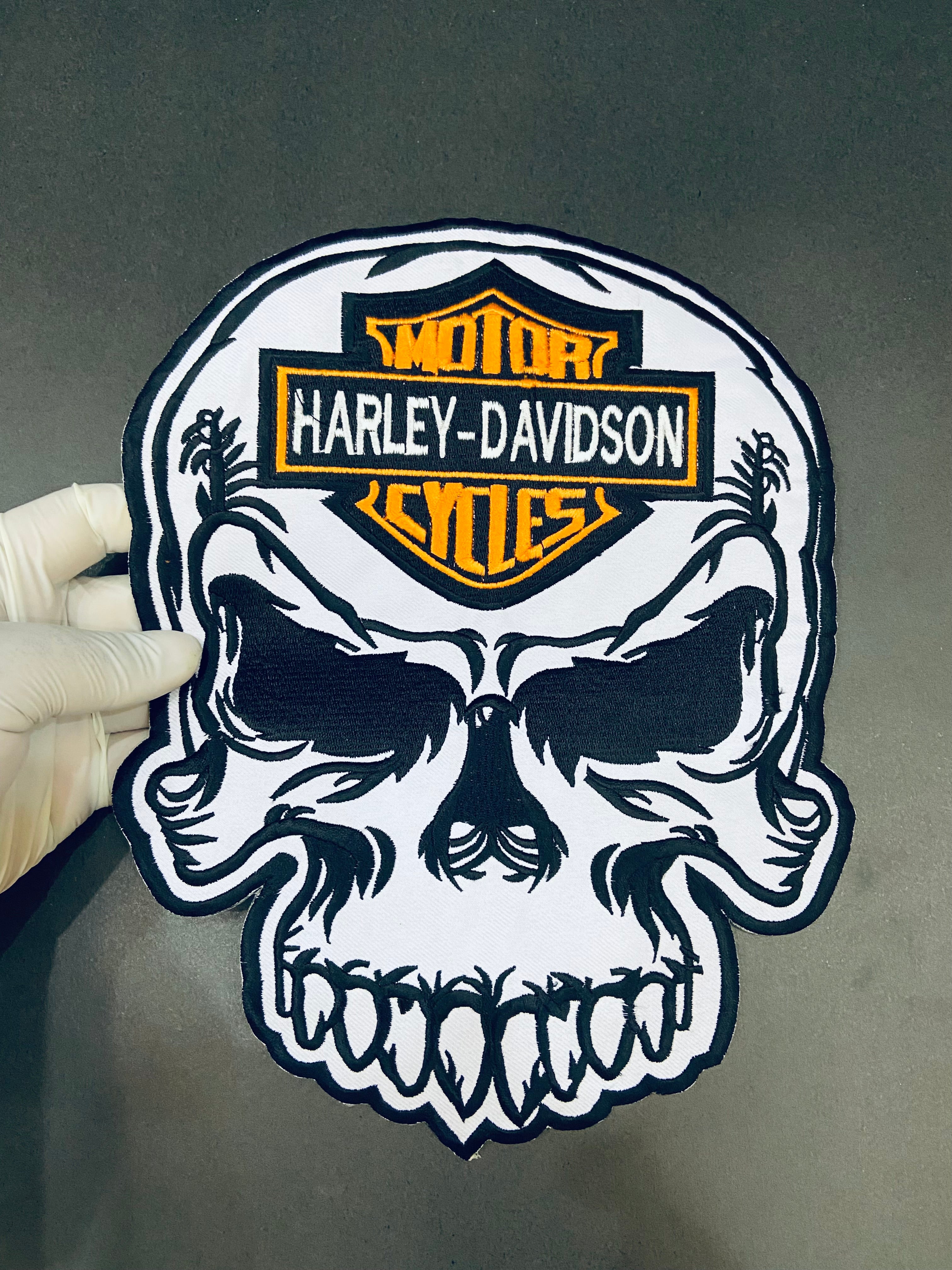 Skull Harley-Davidson High-Density Embroidery | 10-Inch Custom Jacket Back Patch