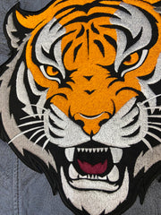 Bengal Tiger Patch: Embroidered Iron-On Roaring Wild Animal Applique (12 Inch)