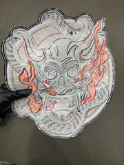 Japanese Oni Demon Back Patch | Dark Macabre & Neo-Traditional Art Applique
