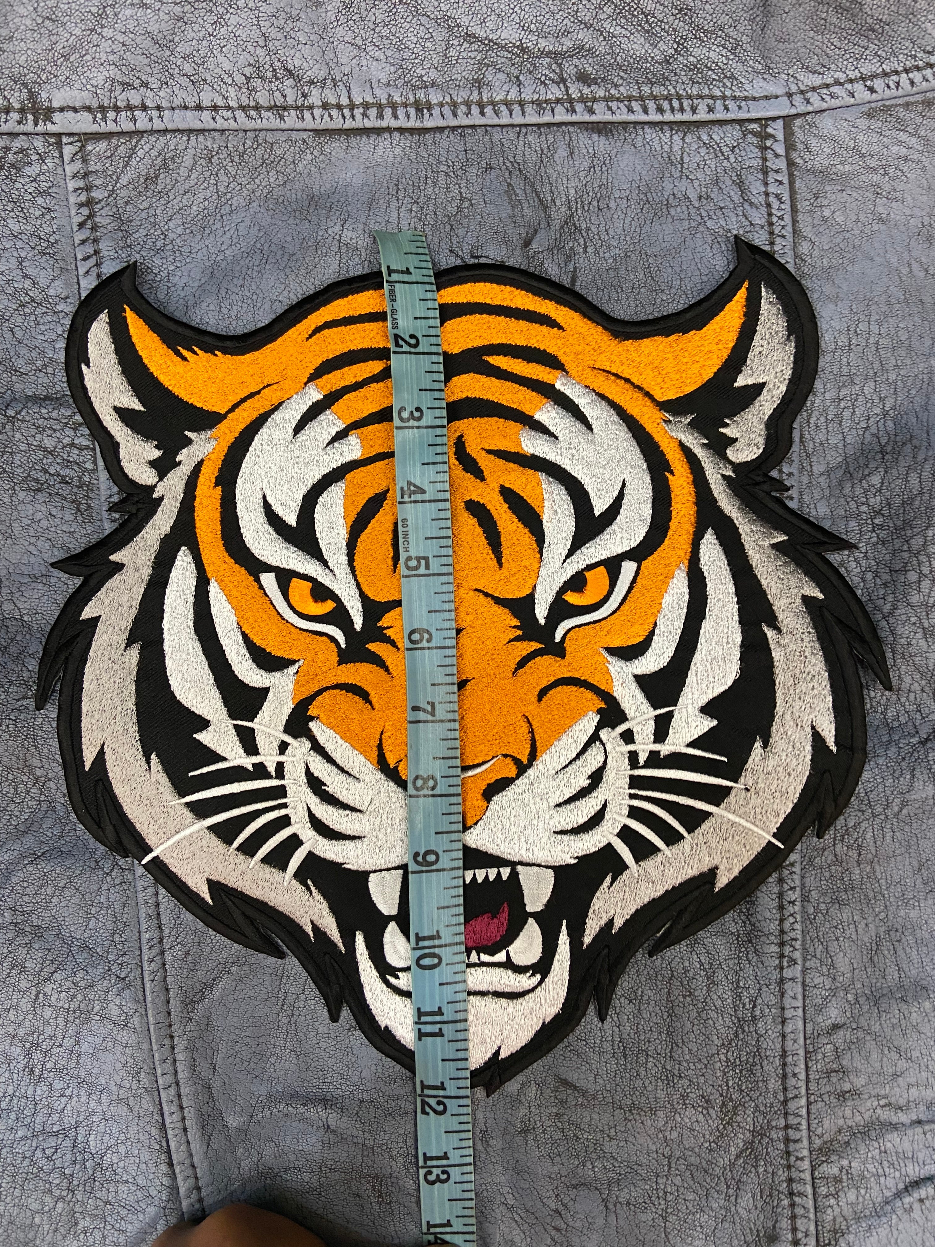 Bengal Tiger Patch: Embroidered Iron-On Roaring Wild Animal Applique (12 Inch)