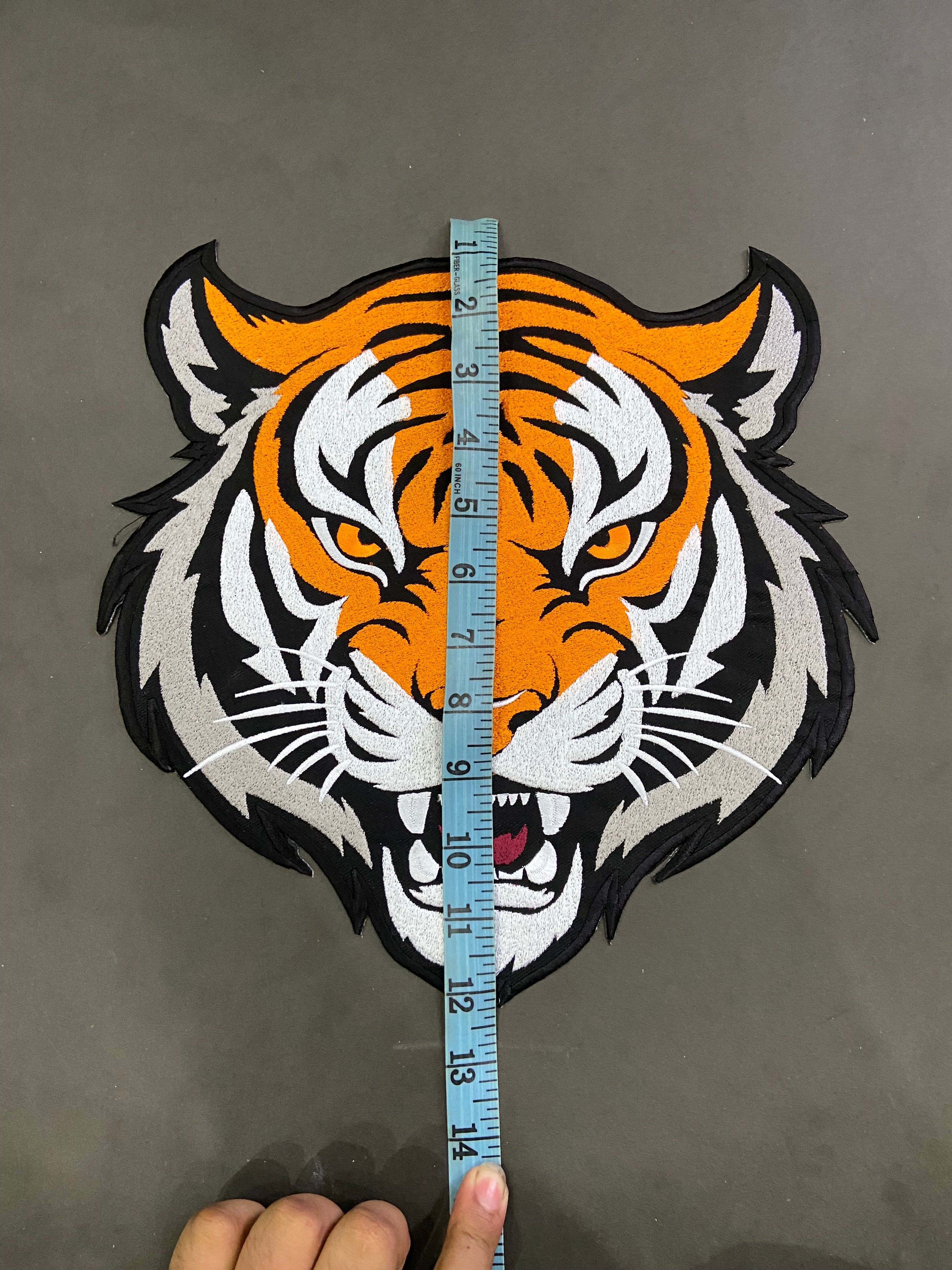 Bengal Tiger Patch: Embroidered Iron-On Roaring Wild Animal Applique (12 Inch)