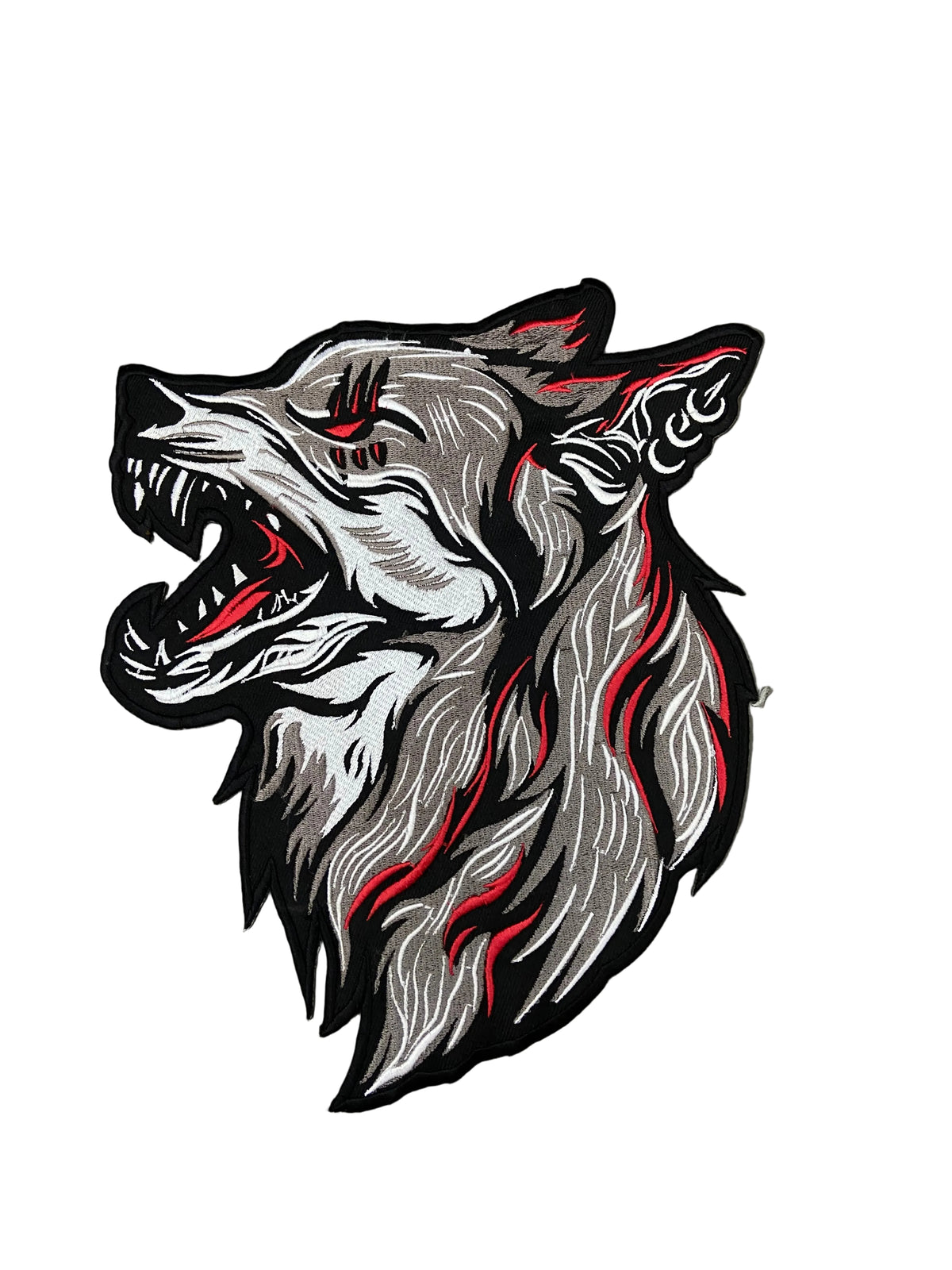 Howling Wolf Embroidery Patch: Large Biker Applique