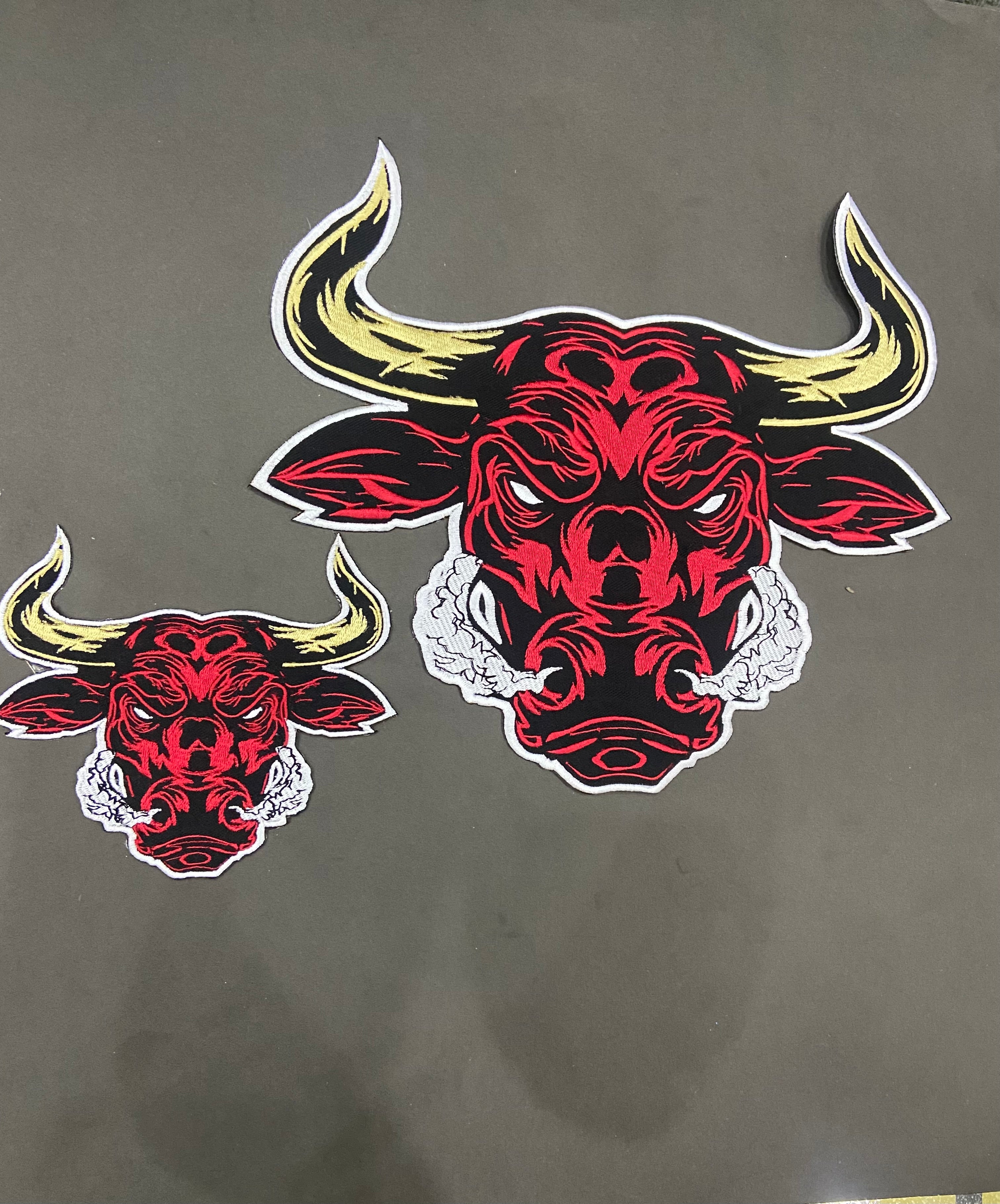 Raging Bull Embroidered Patch – Fierce Bull Head Applique