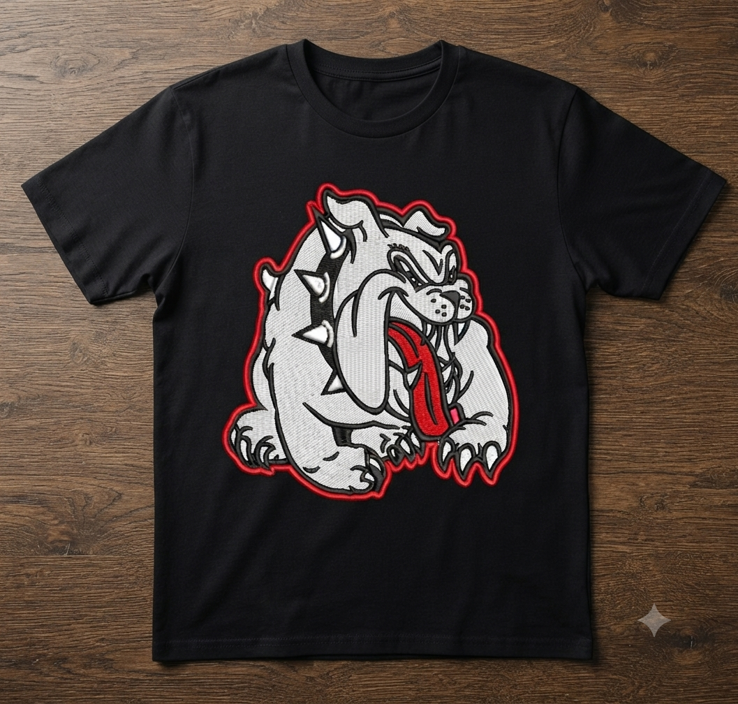 White Bulldog Embroidery Design, Bull Dog Mascot Digital File