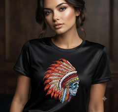 Indian Warrior Skull Embroidery, Native Headdress Machine File