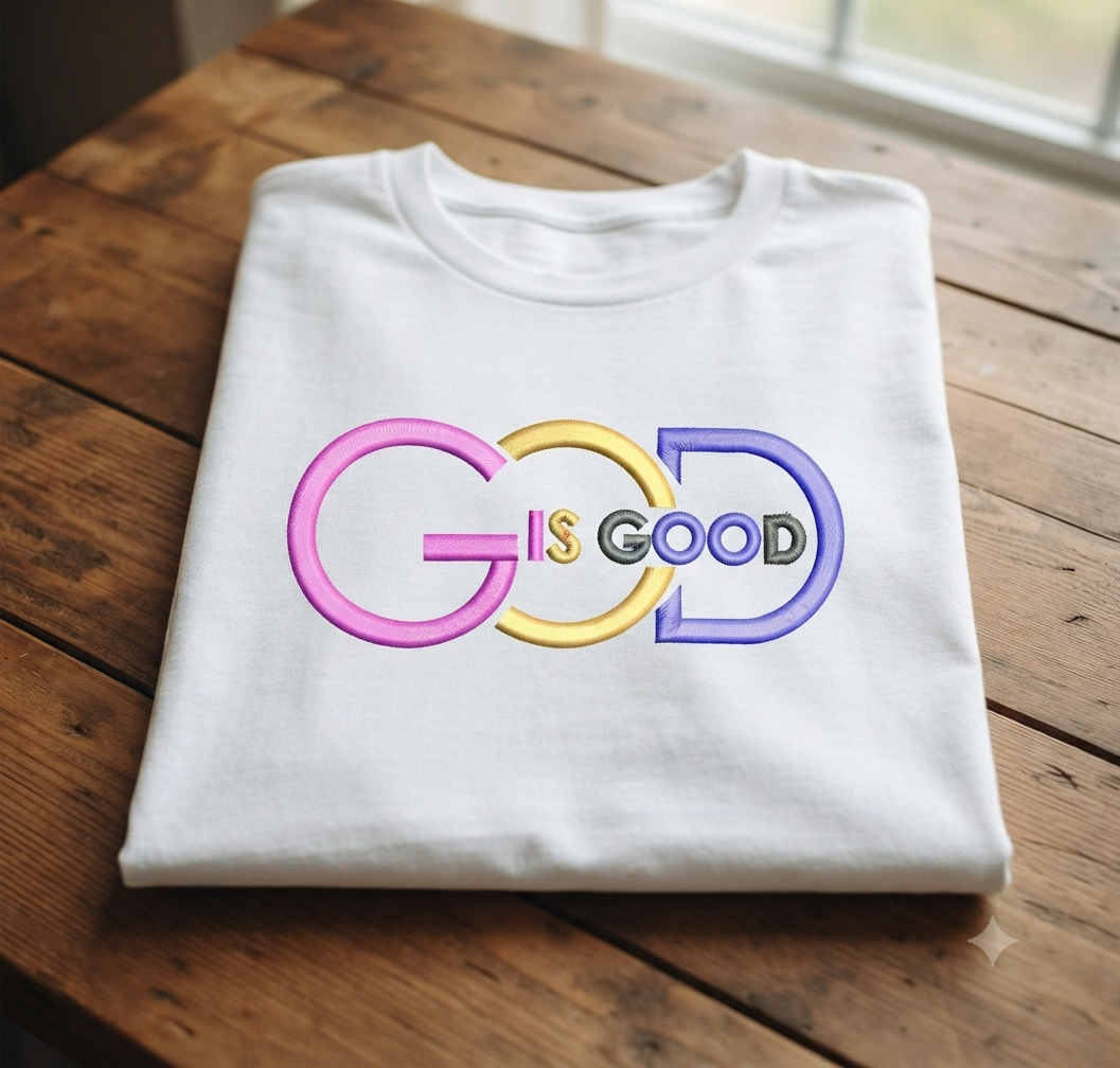 God is Good Embroidery Design, Christian Religious Machine File