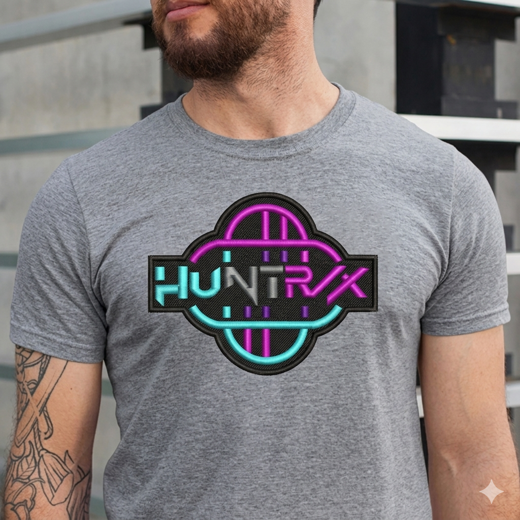 Huntrix Embroidery Patch Design, Futuristic Logo Stitch File, Gaming Style Badge Pattern