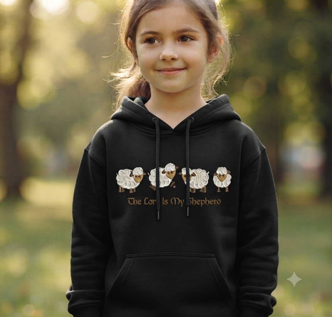 The Lord Is My Shepherd Embroidery, Christian Sheep Bible Verse Digital File