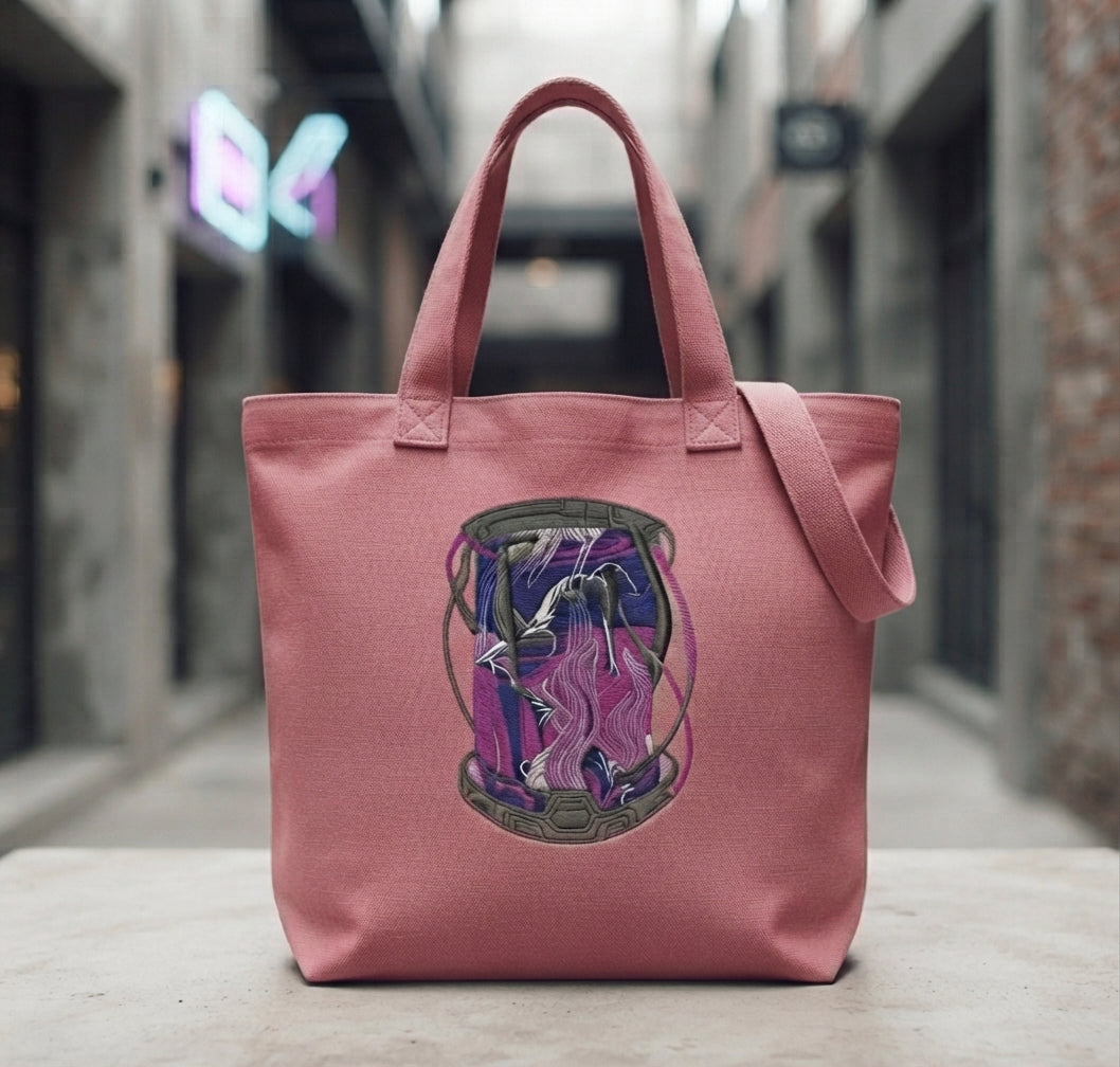 Sci-Fi Cyberpunk Android in Pod Machine Embroidery Design, Futuristic Robot Girl Embroidery File, 7 Sizes, 8 Formats