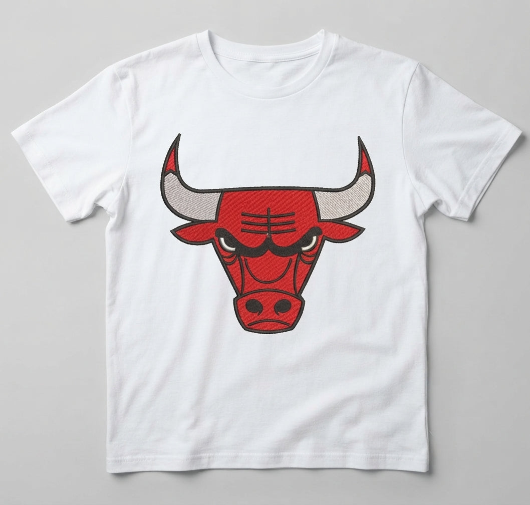 Angry Bull Head Machine Embroidery Design, Red Bull Mascot Logo, Sports Team Emblem Embroidery File, 8 Sizes