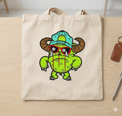 Horns Monster Embroidery Design, Cool Green Beast with Cap, 8 Formats 8 Sizes