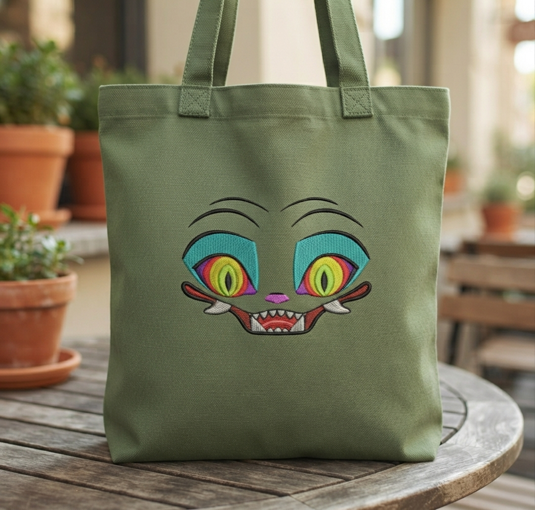 Trippy Cartoon Face Embroidery, Psychedelic Eyes Machine Design, 8 Formats 6 Sizes