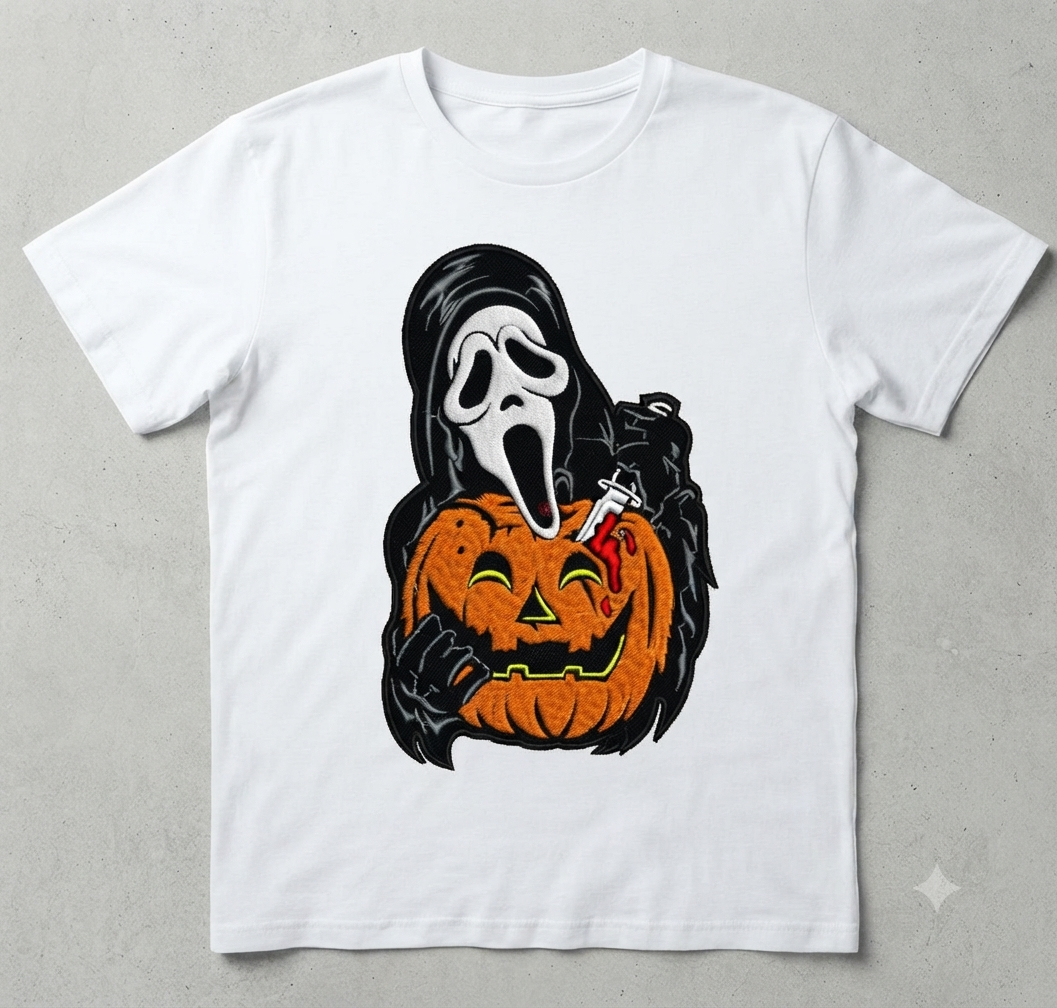 Ghostface Pumpkin Embroidery, Scream Halloween Machine File