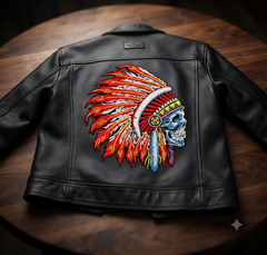 Indian Warrior Skull Embroidery, Native Headdress Machine File