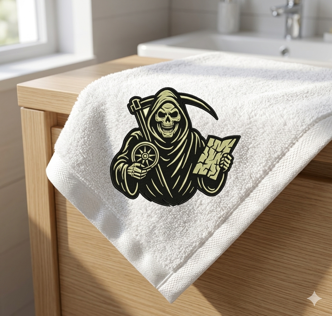 Grim Reaper Navigator Embroidery Design, Skeleton Reaper Machine File