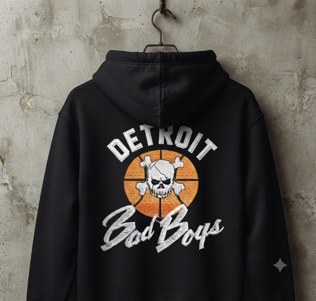 Detroit Bad Boys Basketball Embroidery Design, Skull Mascot Digital File