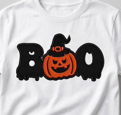 Spooky BOO Pumpkin Embroidery, Halloween Witch Hat Digital Design