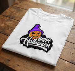 Happy Halloween Embroidery Design, Spooky Pumpkin Witch Hat Digital File