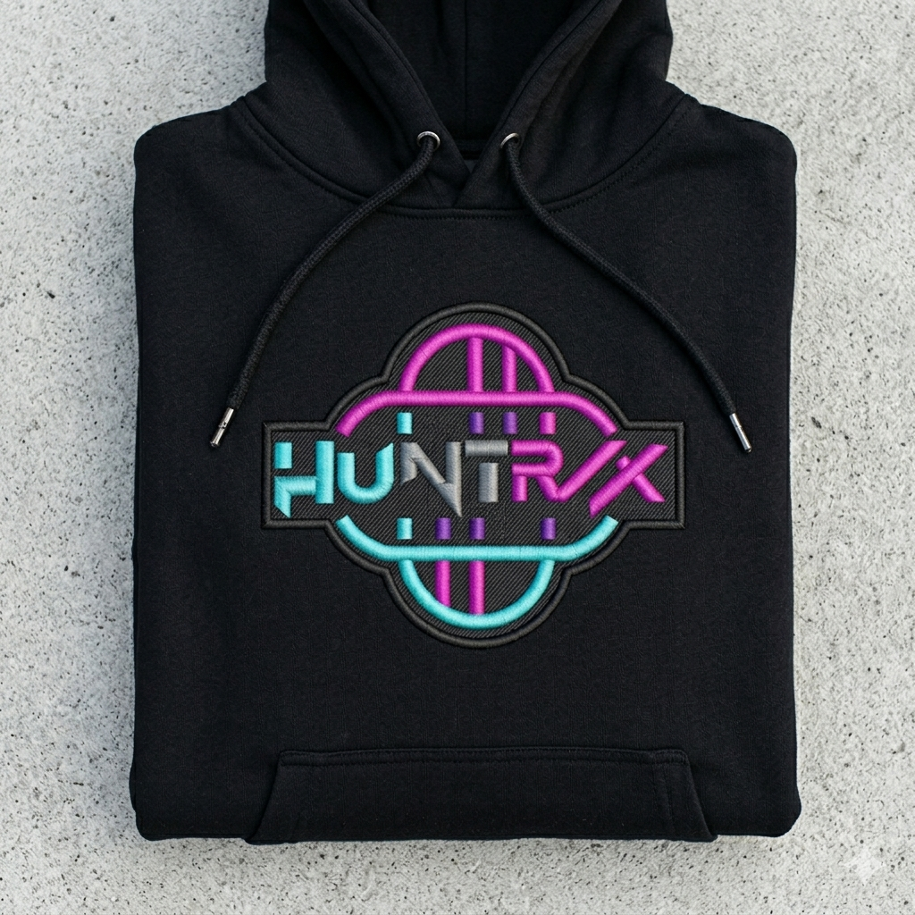 Huntrix Embroidery Patch Design, Futuristic Logo Stitch File, Gaming Style Badge Pattern