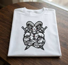 Muscular Ram Samurai Embroidery Design, Warrior Goat Machine Embroidery File