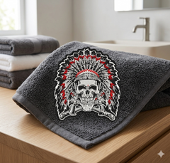 Native Skull Headdress Embroidery Design, Biker Skull Digital File