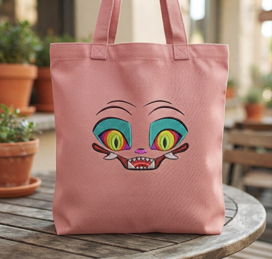 Trippy Cartoon Face Embroidery, Psychedelic Eyes Machine Design, 8 Formats 6 Sizes