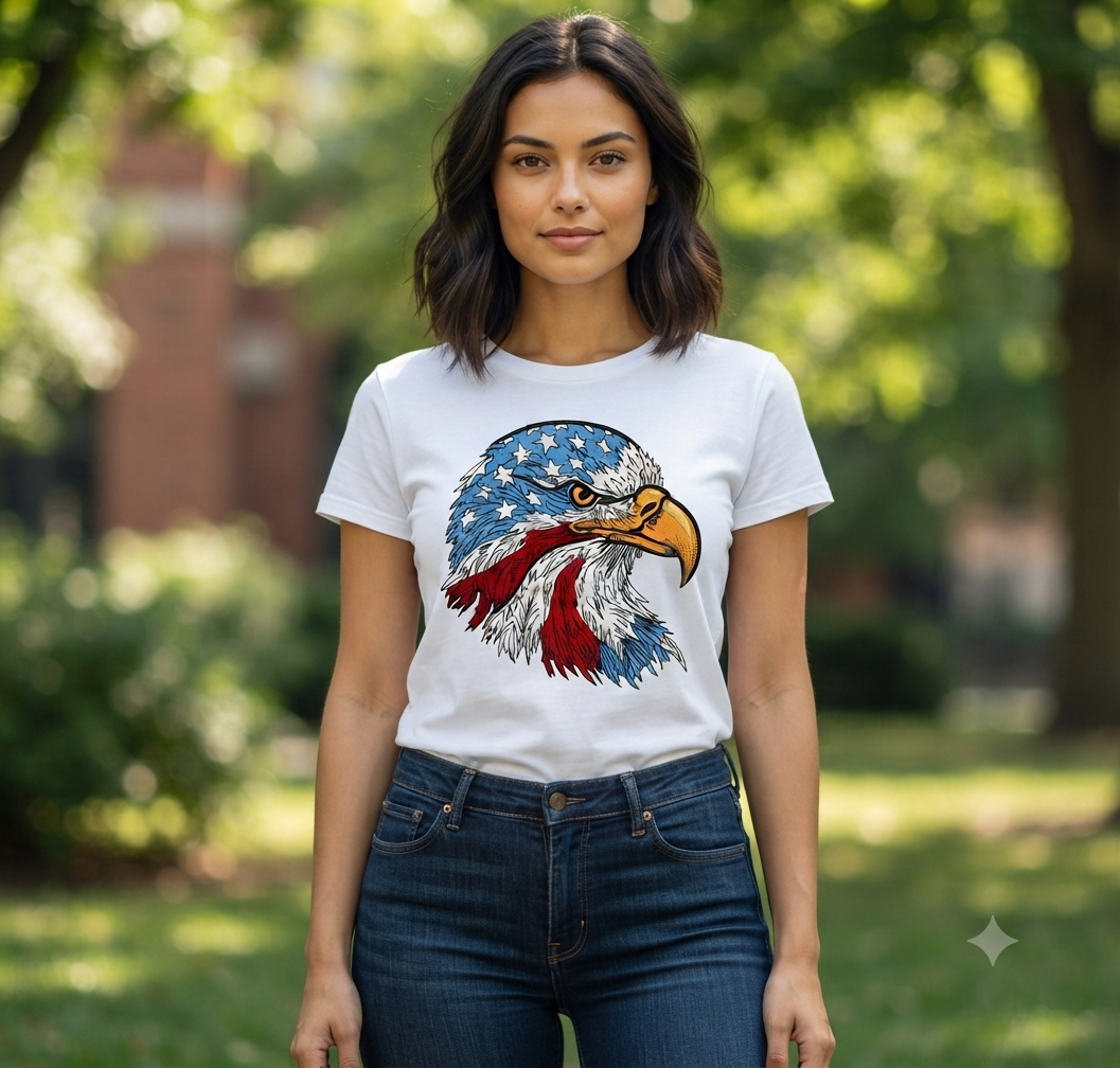 Patriotic American Eagle Embroidery, US Flag Bald Eagle Machine File