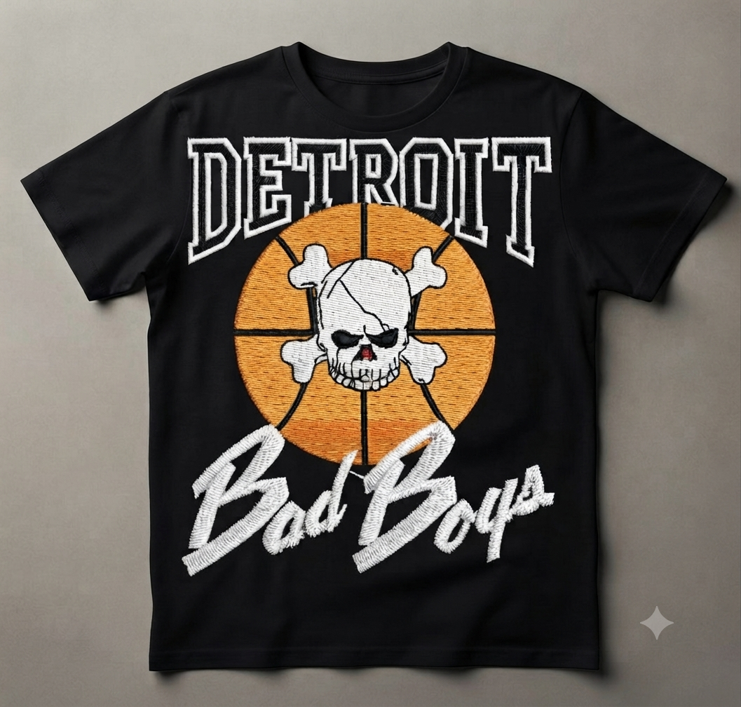 Detroit Bad Boys Basketball Embroidery Design, Skull Mascot Digital File