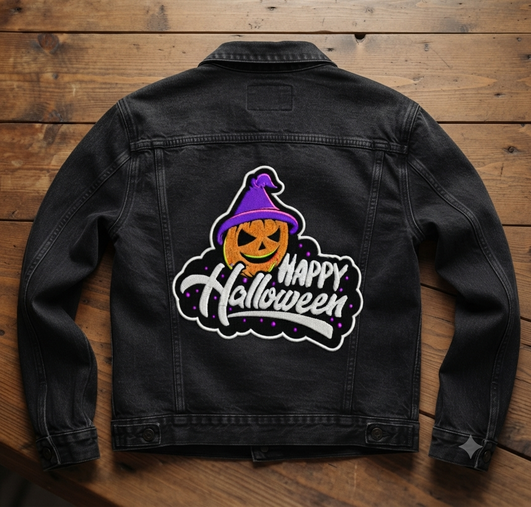 Happy Halloween Embroidery Design, Spooky Pumpkin Witch Hat Digital File