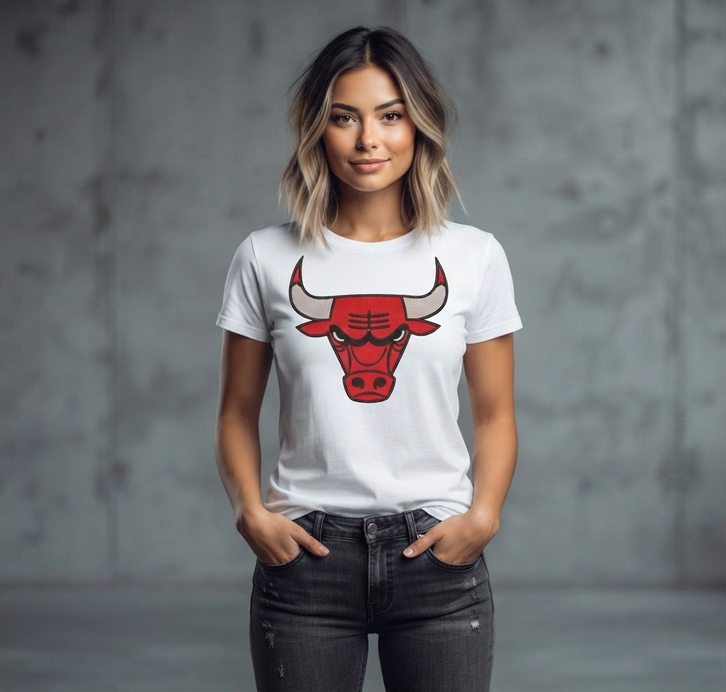 Angry Bull Head Machine Embroidery Design, Red Bull Mascot Logo, Sports Team Emblem Embroidery File, 8 Sizes