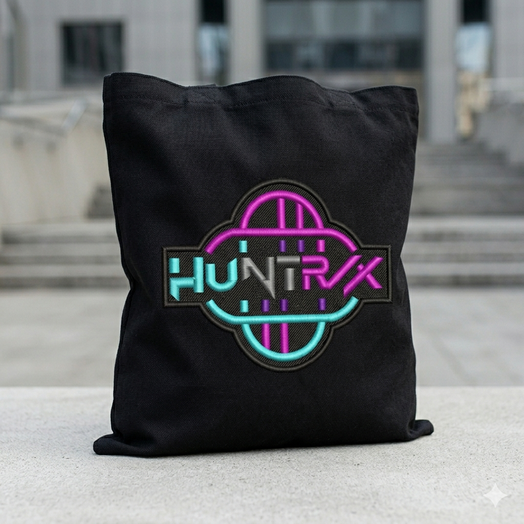 Huntrix Embroidery Patch Design, Futuristic Logo Stitch File, Gaming Style Badge Pattern