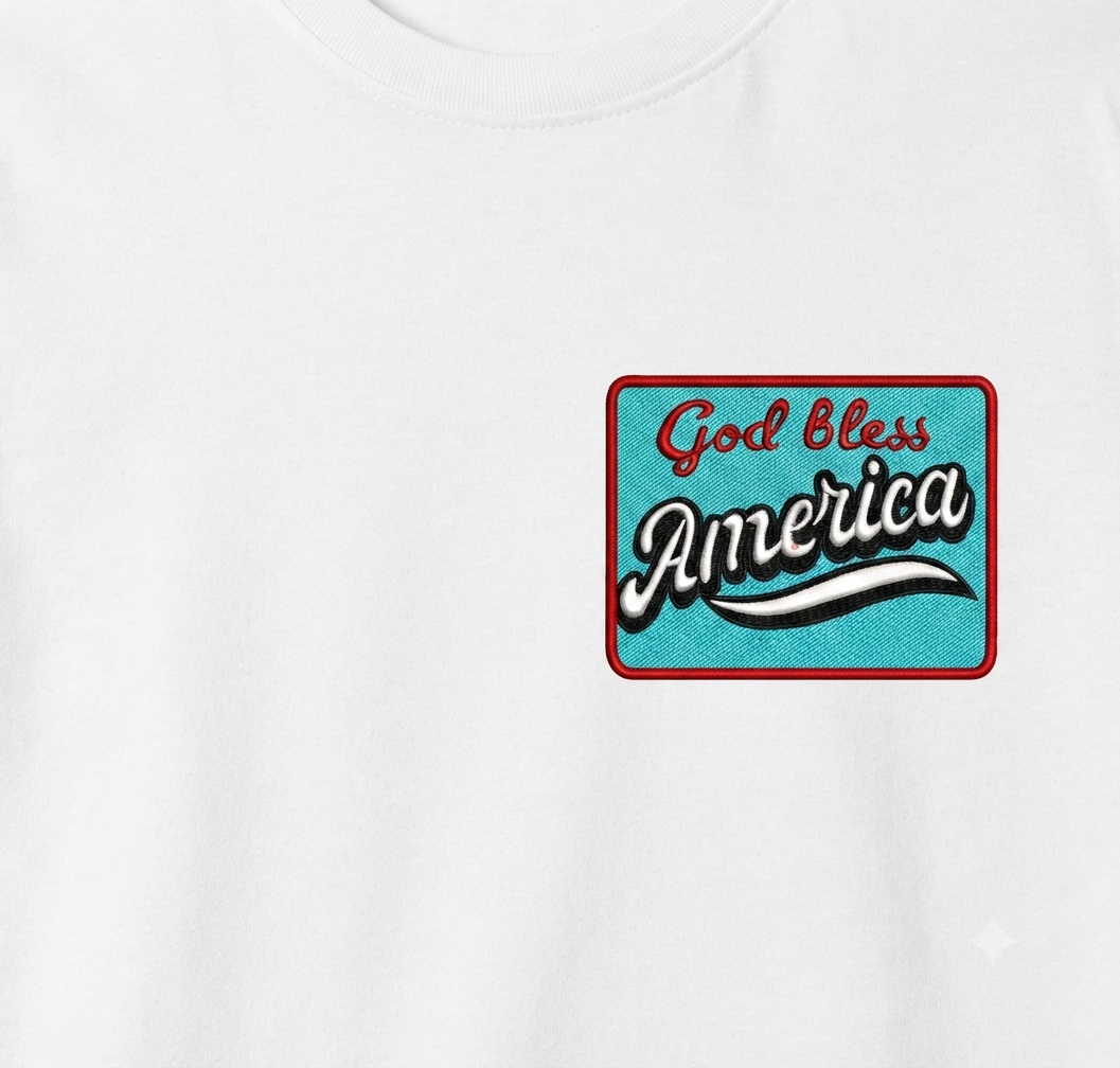God Bless America Embroidery Design, Patriotic USA Patch, 4th of July Digital File