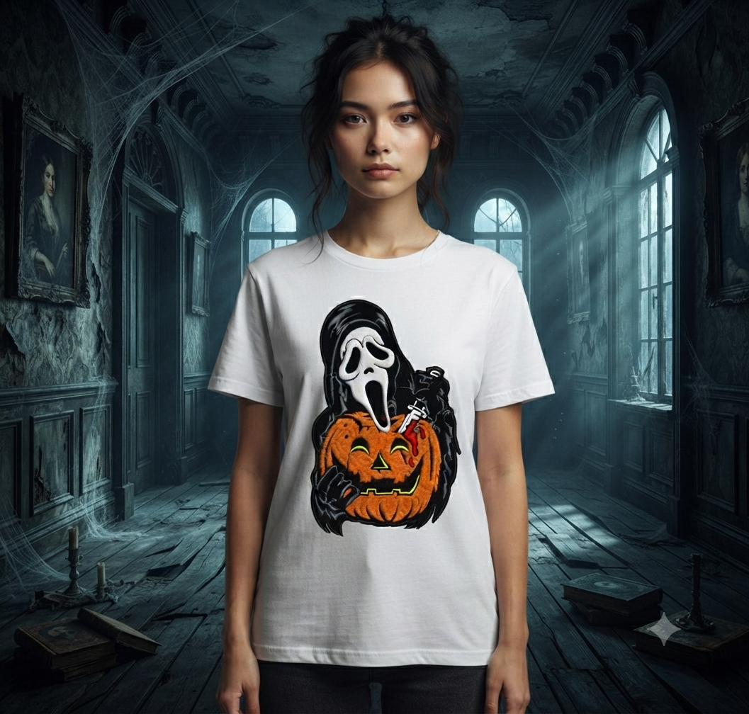Ghostface Pumpkin Embroidery, Scream Halloween Machine File