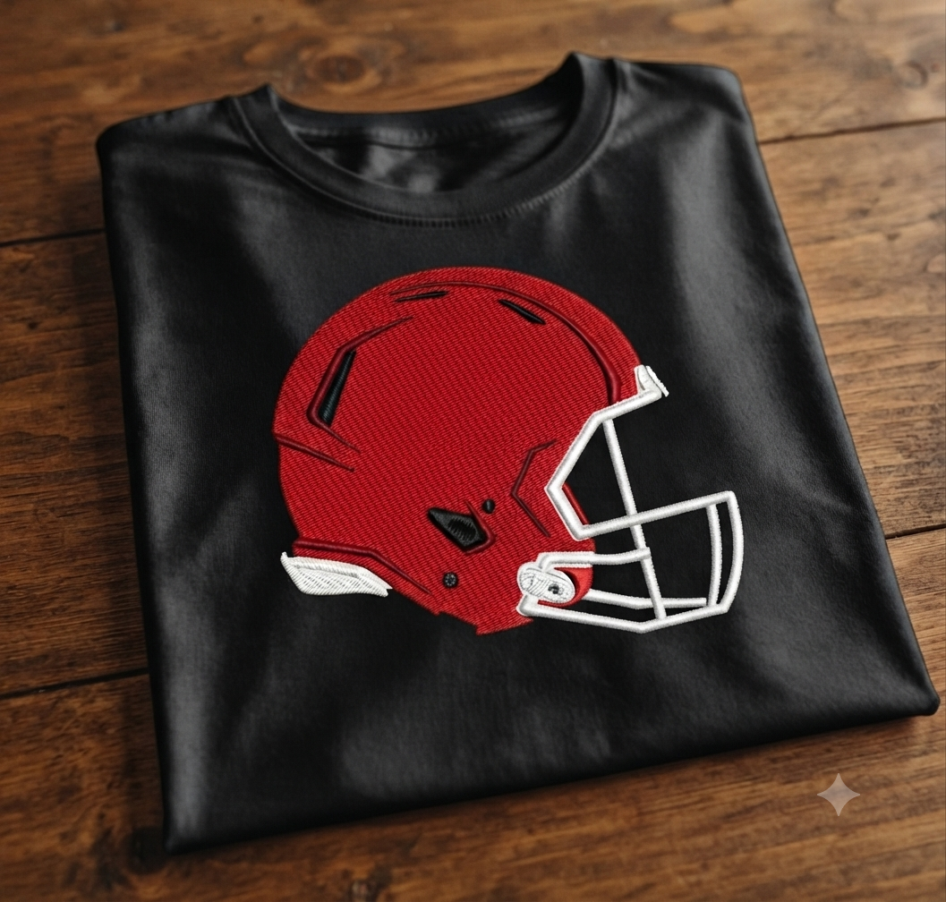 Football Helmet Embroidery Design, Sports Machine Embroidery File