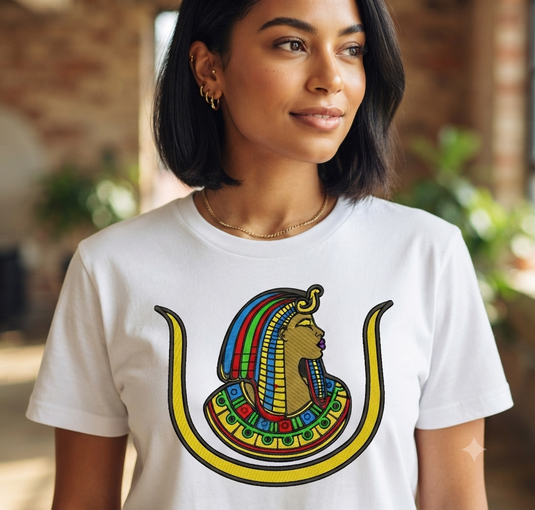 Egyptian Queen Embroidery Design, Nefertiti Goddess Digital File, African Queen Pattern