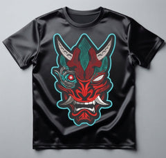 Cyberpunk Oni Mask Machine Embroidery Design - 8 Sizes & Multiple Formats