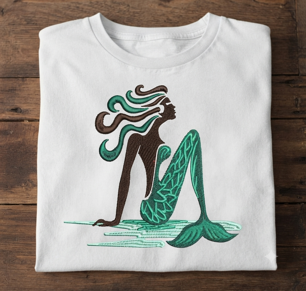 Mermaid Embroidery Design, Nautical Sea Goddess Machine Embroidery File