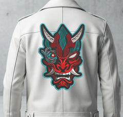 Cyberpunk Oni Mask Machine Embroidery Design - 8 Sizes & Multiple Formats