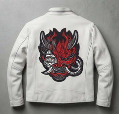 Cyberpunk Oni Mask Machine Embroidery Design, Japanese Demon Stitch File, 4 Sizes & 8 Formats