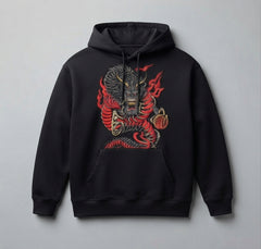 Japanese Yakuza Dragon Machine Embroidery Design, Fierce Mythical Dragon with Flames Embroidery File, 6 Sizes, 8 Formats
