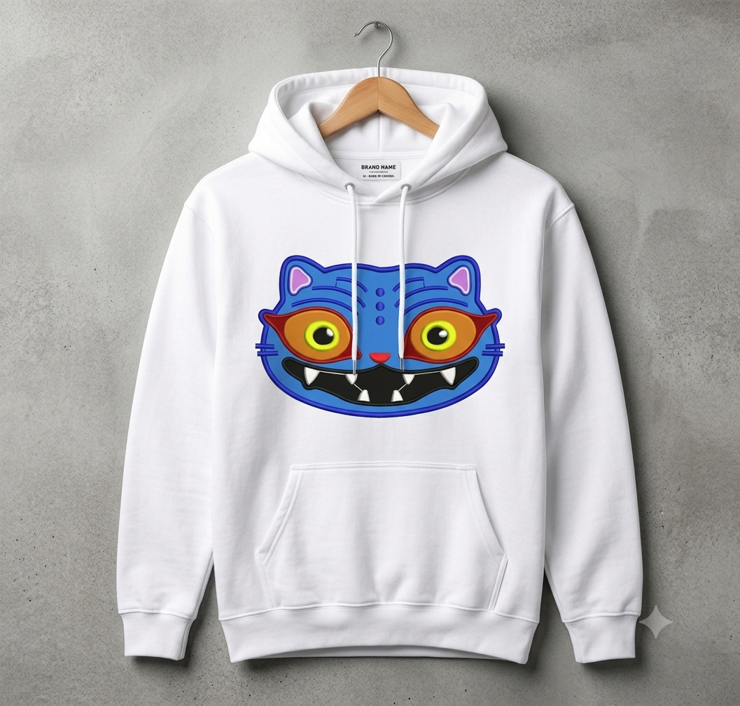Blue Monster Cat Embroidery Design, Cartoon Beast Digital File