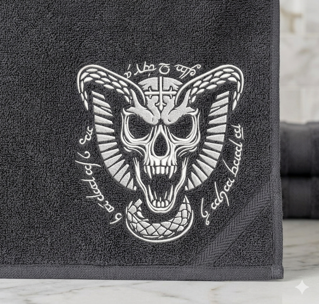Gothic Cobra Skull Embroidery Design, Dark Occult Snake Digital File