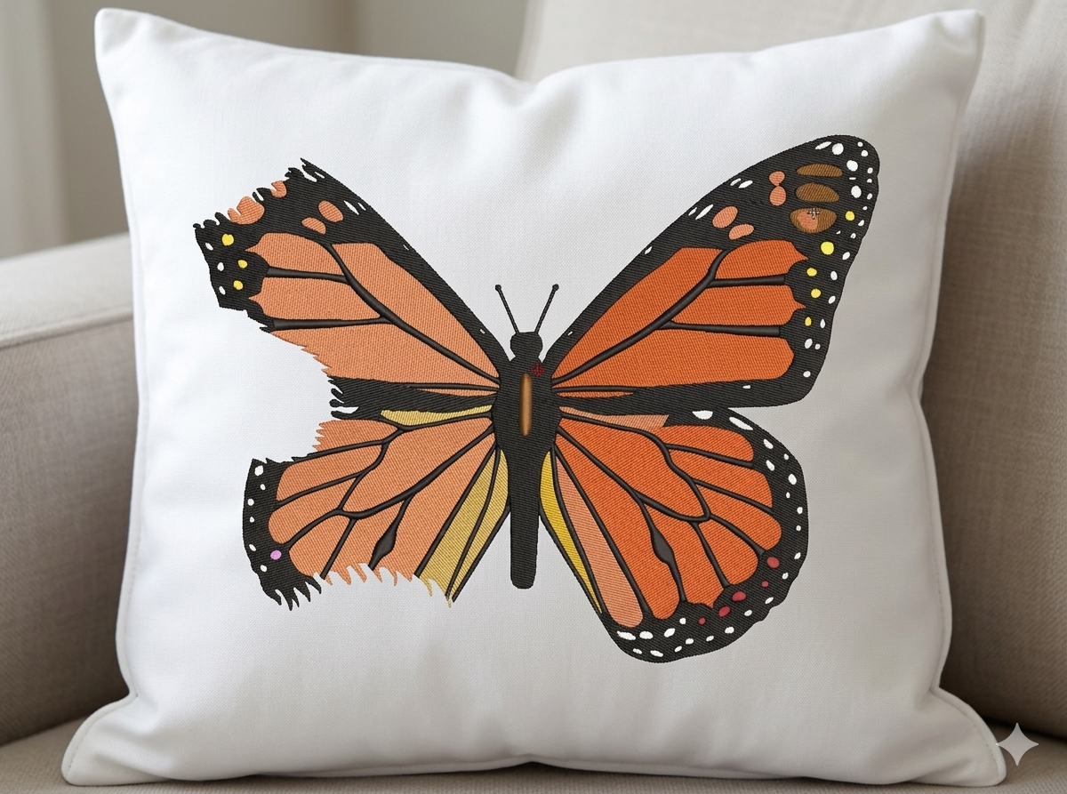 Monarch Butterfly Embroidery Design, Orange Butterfly Digital File