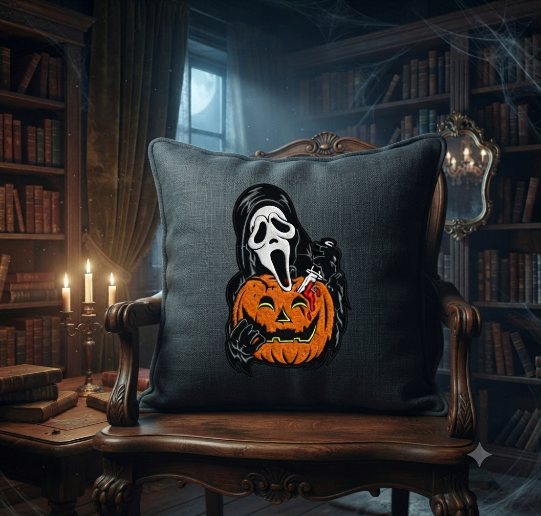 Ghostface Pumpkin Embroidery, Scream Halloween Machine File