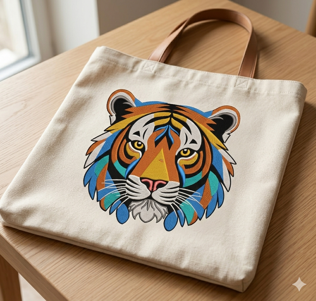 Tiger Embroidery Design, 8 Sizes & 8 Formats, Animal Machine Embroidery Pattern