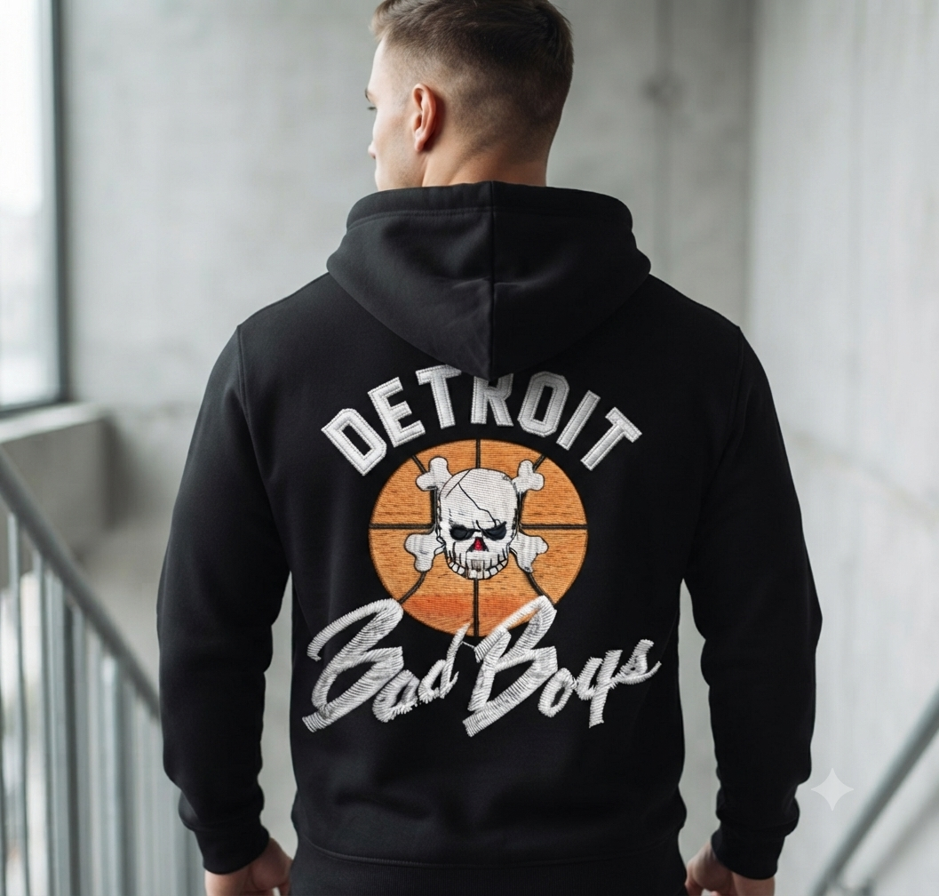 Detroit Bad Boys Basketball Embroidery Design, Skull Mascot Digital File