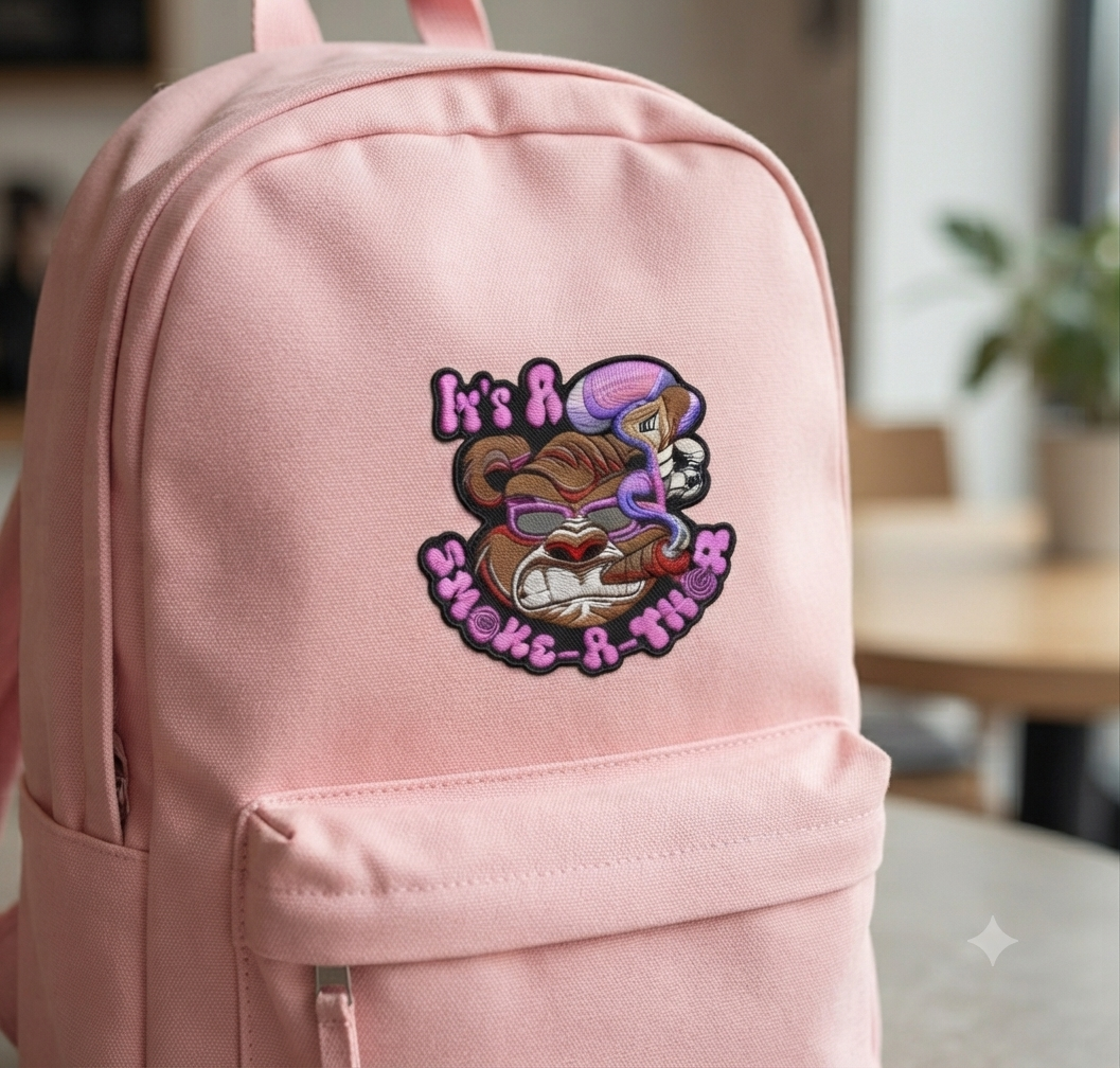Angry Bear Smoke-A-Thon Embroidery, Streetwear Bear Design, 8 Formats 7 Sizes