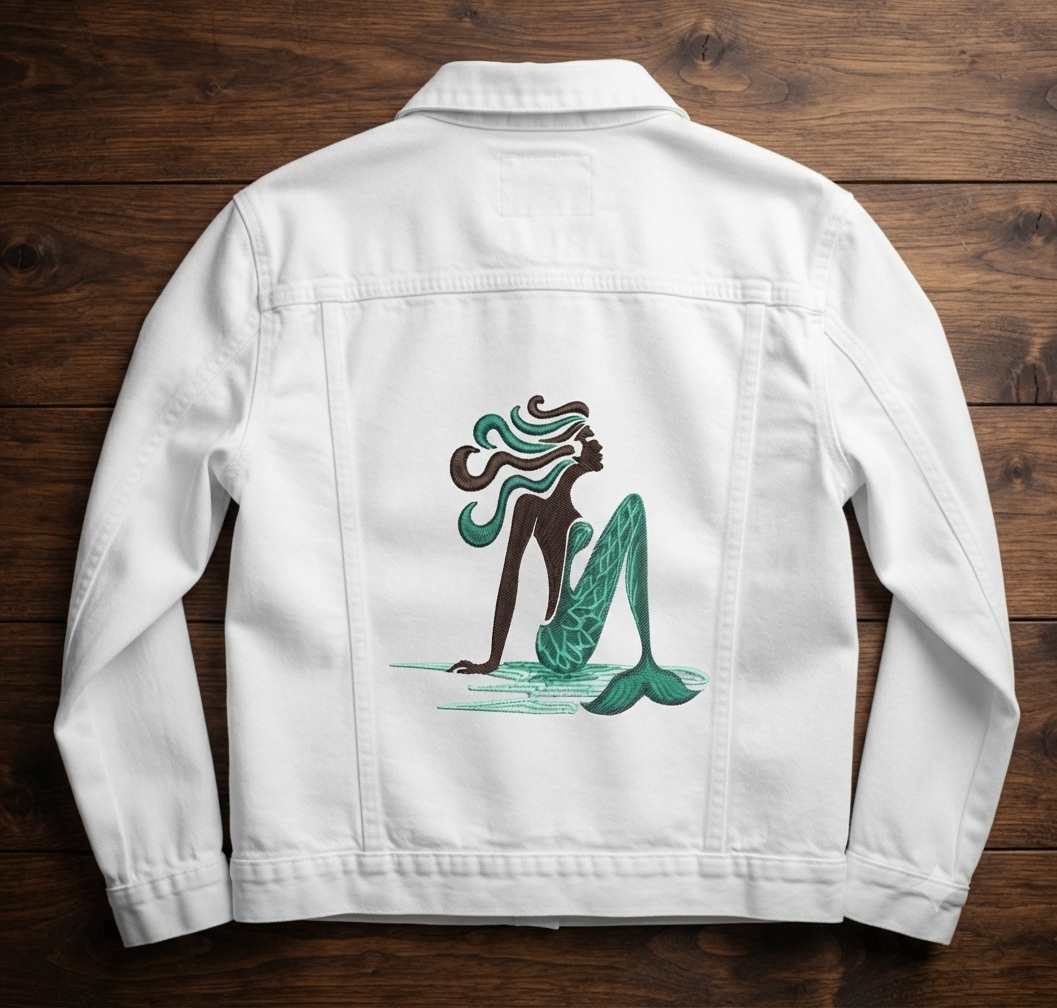 Mermaid Embroidery Design, Nautical Sea Goddess Machine Embroidery File