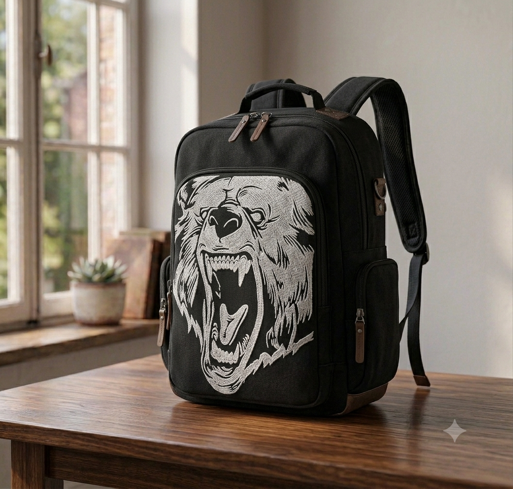 Angry Grizzly Bear Embroidery Design - Roaring Wild Animal Digital File