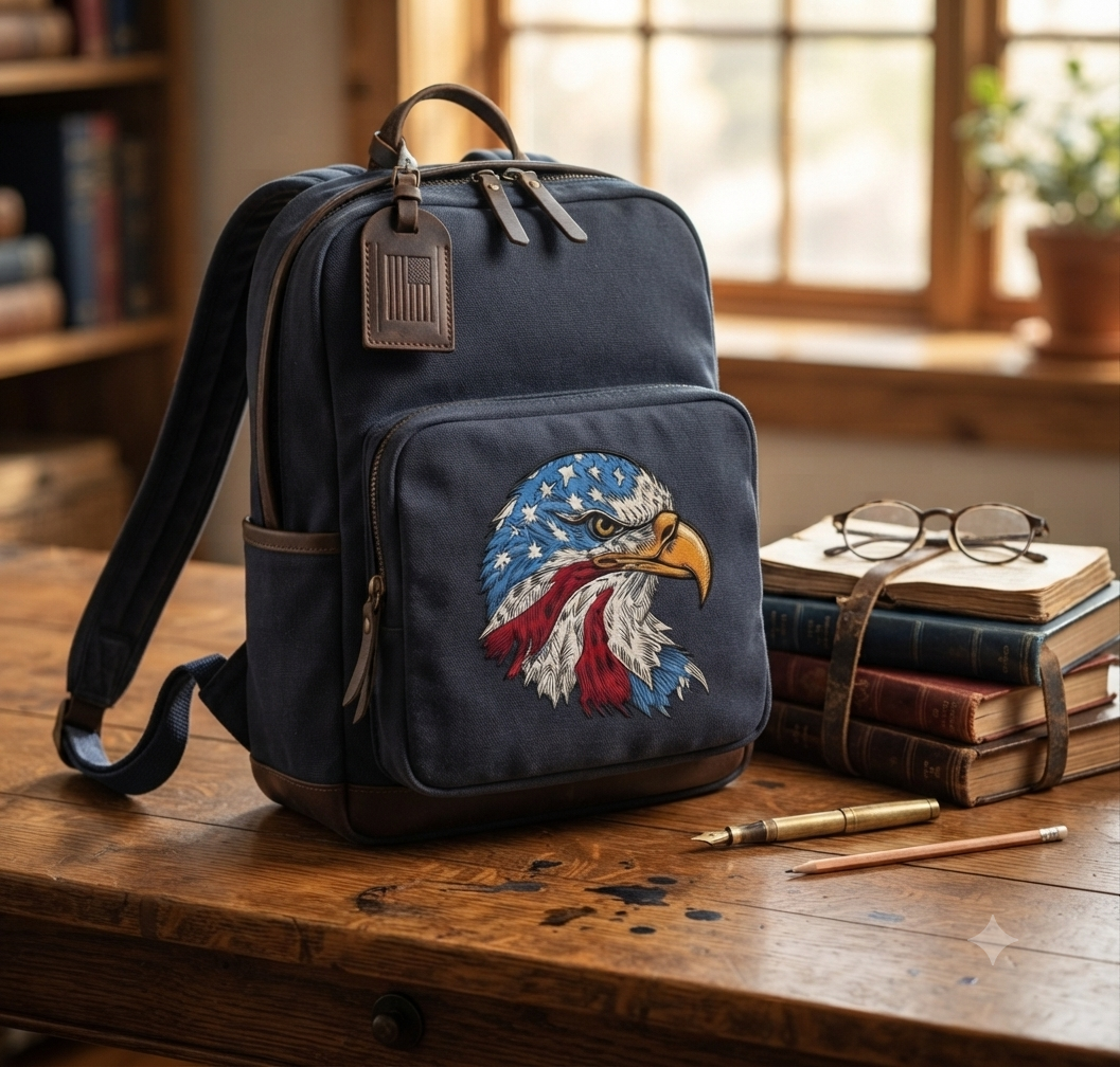 Patriotic American Eagle Embroidery, US Flag Bald Eagle Machine File